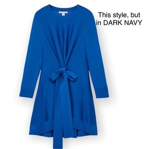 COS Dark Navy 100% Wool Long sleeved Adjustable Tie-waist Sweater - Size M